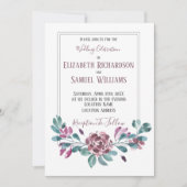 Invitation Mariage d'aquarelle violet violet Peony (Devant)
