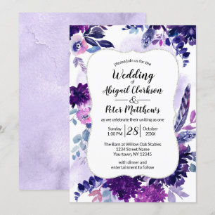 Invitation Mariage d'aquarelle violet violet violet violet