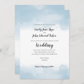 Invitation Mariage d'aquarelles bleu clair Pastel (Devant / Derrière)