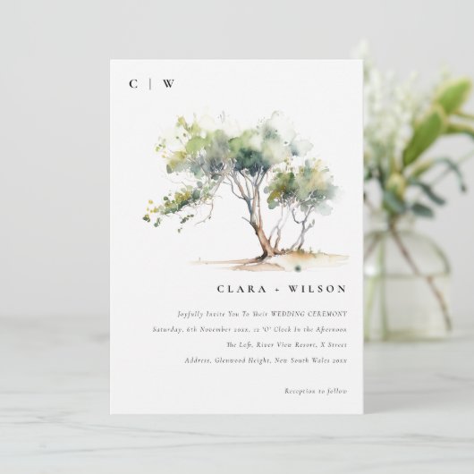 Invitation Mariage d'arbre botanique simple minimal (Debout devant)