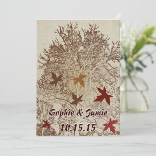 Invitation Mariage d'arbre Brown et bordeaux