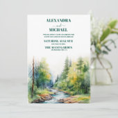 Invitation Mariage d'arbre d'aquarelle du lac Mountain (Debout devant)