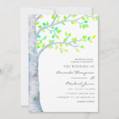 Invitation Mariage d'arbre de bouleau de printemps aquarelle (Devant)