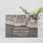 Invitation Mariage d'arbre de coeur en bois sculpté rustique (Debout devant)