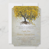 Invitation Mariage d'arbre de feuilles de coeur jaune invite (Devant)