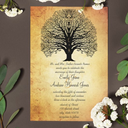 Invitation Mariage d'arbre de la Renaissance médiévale