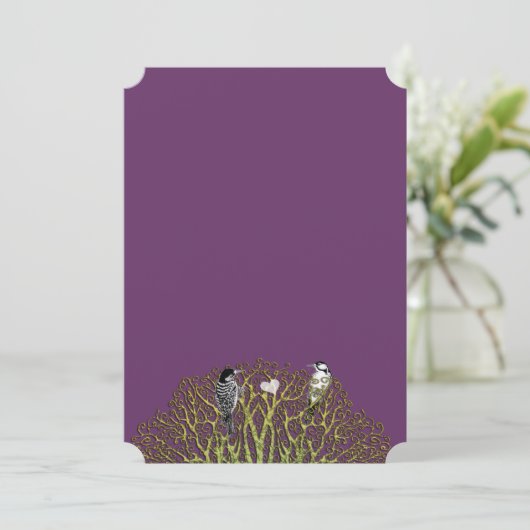 Invitation Mariage d'arbre Inséparable pourpre et vert (Debout devant)