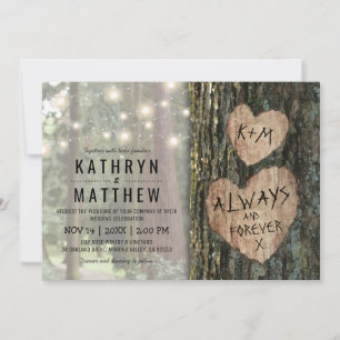 Invitation Mariage d'arbre rustique   Lumières clignotantes d