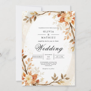 Invitation Mariage d'arc botanique de chaleur automnale