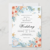 Invitation Mariage d'arc botanique de corail côtier (Devant)