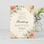 Invitation Mariage d'arc botanique en fleurs coupées (Debout devant)