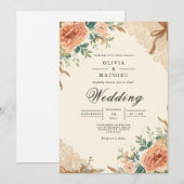 Invitation Mariage d'arc botanique en fleurs coupées (Devant / Derrière)