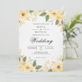 Invitation Mariage d'arc botanique en fleurs dorées (Debout devant)
