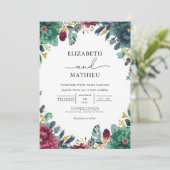 Invitation Mariage d'arc botanique Turquoise profond (Debout devant)