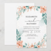 Invitation Mariage d'arc d'aquarelle de pêche délicat (Devant / Derrière)