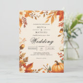 Invitation Mariage d'arc d'automne de feuille d'ambre (Debout devant)