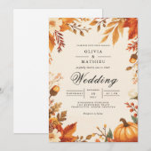 Invitation Mariage d'arc d'automne de feuille d'ambre (Devant / Derrière)