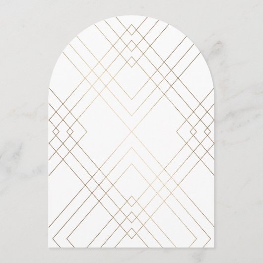 Invitation Mariage d'arc de calligraphie de Gatsby d'or blanc (Dos)