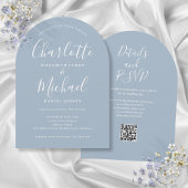 Invitation Mariage d'arc de code QR de script élégant bleu po