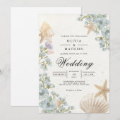 Invitation Mariage d'arc de fleur côtière (Devant / Derrière)