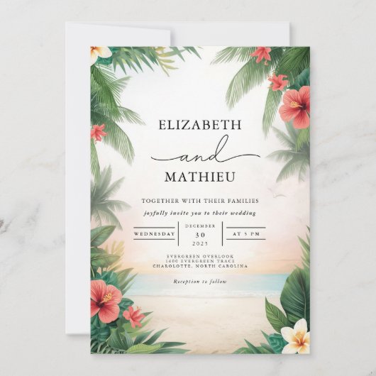 Invitation Mariage d'arc de fleur tropicale (Devant)