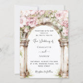 Invitation Mariage d'arc de fleurs roses (Devant)