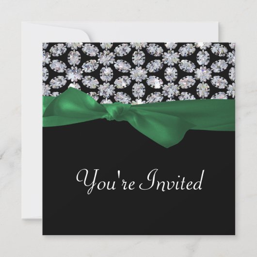Invitation Mariage d'arc de noir et de vert de mosaïque de (Devant)