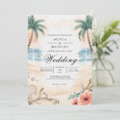 Invitation Mariage d'arc de palme côtier (Debout devant)
