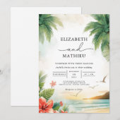 Invitation Mariage d'arc de palme de l'oasis tropicale (Devant / Derrière)