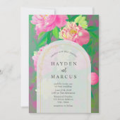 Invitation Mariage d'arc de peinture florale rose botanique (Devant)