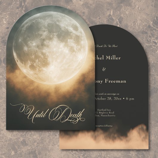 Invitation Mariage d'arc de Pleine lune sombre gothique