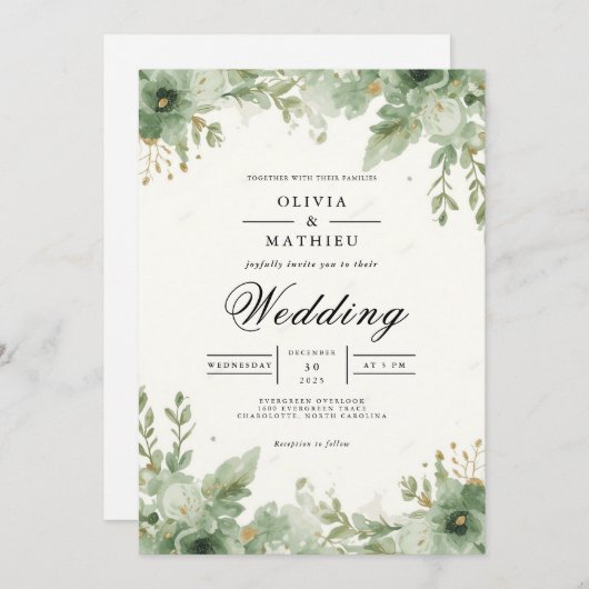 Invitation Mariage d'arc de verdure (Devant / Derrière)