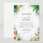 Invitation Mariage d'arc en feuillage de palme luxuriante (Devant / Derrière)