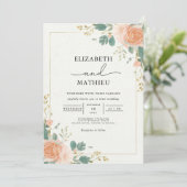 Invitation Mariage d'arc en fleur d'abricot doré (Debout devant)