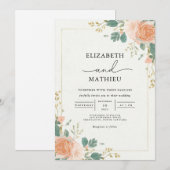Invitation Mariage d'arc en fleur d'abricot doré (Devant / Derrière)