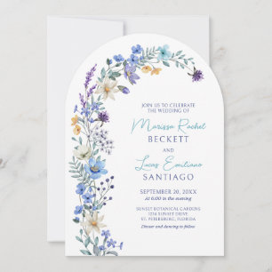Invitation Mariage d'arc Fleur sauvage de lavande bleu Turquo