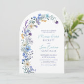 Invitation Mariage d'arc Fleur sauvage de lavande bleu Turquo (Debout devant)
