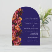 Invitation Mariage d'arc fleuri de pêche bleu marine de Bourg (Debout devant)