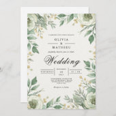 Invitation Mariage d'arc fleuri vert doux (Devant / Derrière)