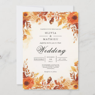 Invitation Mariage d'arc floral d'automne