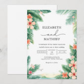 Invitation Mariage d'arc floral de feuillage tropical (Devant / Derrière)