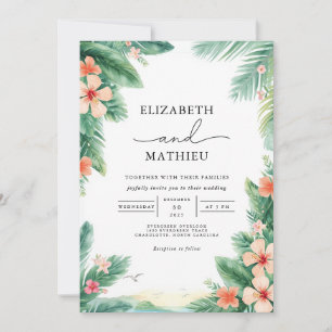 Invitation Mariage d'arc floral de feuillage tropical