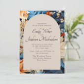 Invitation Mariage d'arc floral de la Marine Ivory Orange (Debout devant)