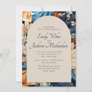 Invitation Mariage d'arc floral de la Marine Ivory Orange