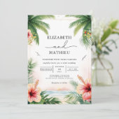 Invitation Mariage d'arc floral de palme tropicale (Debout devant)
