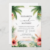 Invitation Mariage d'arc floral de palme tropicale (Devant / Derrière)