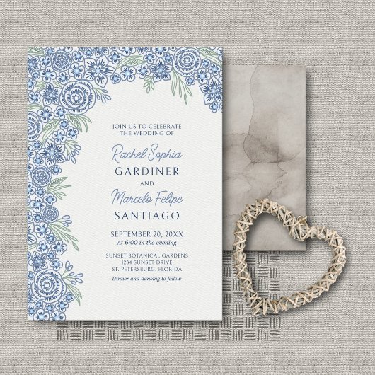 Invitation Mariage d'arc floral Dusty Blue Navy