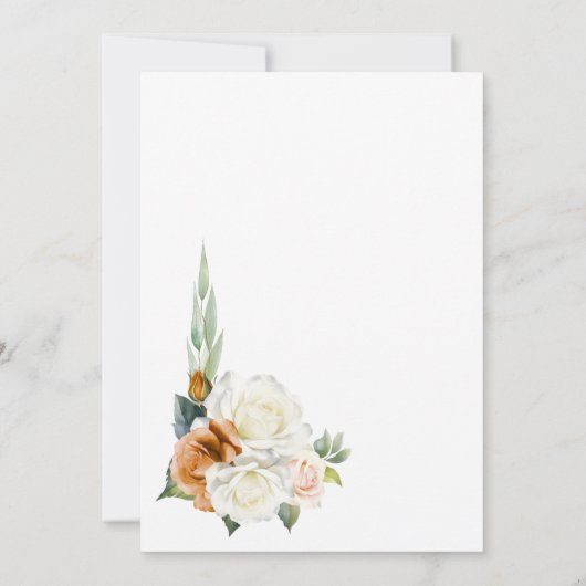 Invitation Mariage d'arc floral orange brulé Rose blanche (Dos)