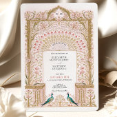 Invitation Mariage d'arc floral romantique avec Peacocks