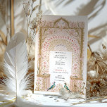 Invitation Mariage d'arc floral romantique avec Peacocks<br><div class="desc">Cette élégante invitation au mariage présente une arche florale époustouflante aux détails dorés complexes, inspirée des motifs architecturaux royaux indiens et rococo. Les teintes douces de rougeur et d'ivoire se marient harmonieusement avec des fleurs botaniques délicates, créant une esthétique intemporelle et romantique. Deux paons magnifiquement illustrés à la base ajoutent...</div>